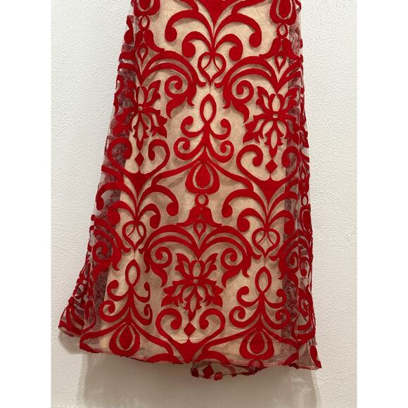 VTG B. Darlin Red Mermaid Ornate Lace Open Back Dress S Red Old Hollywood Glam - Picture 5 of 14